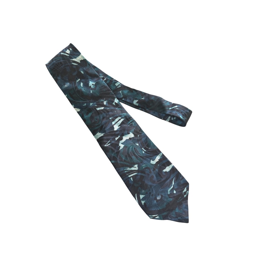 Serica Mens Teal Navy Blue Abstract Floral Silk Tie Made in Italy NWT‎ 4 Inch